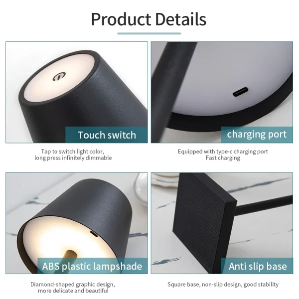 Abajur de Mesa Decorativo Recarregável - Imagem 5