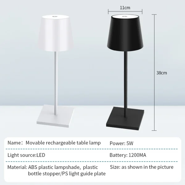 Abajur de Mesa Decorativo Recarregável - Imagem 2